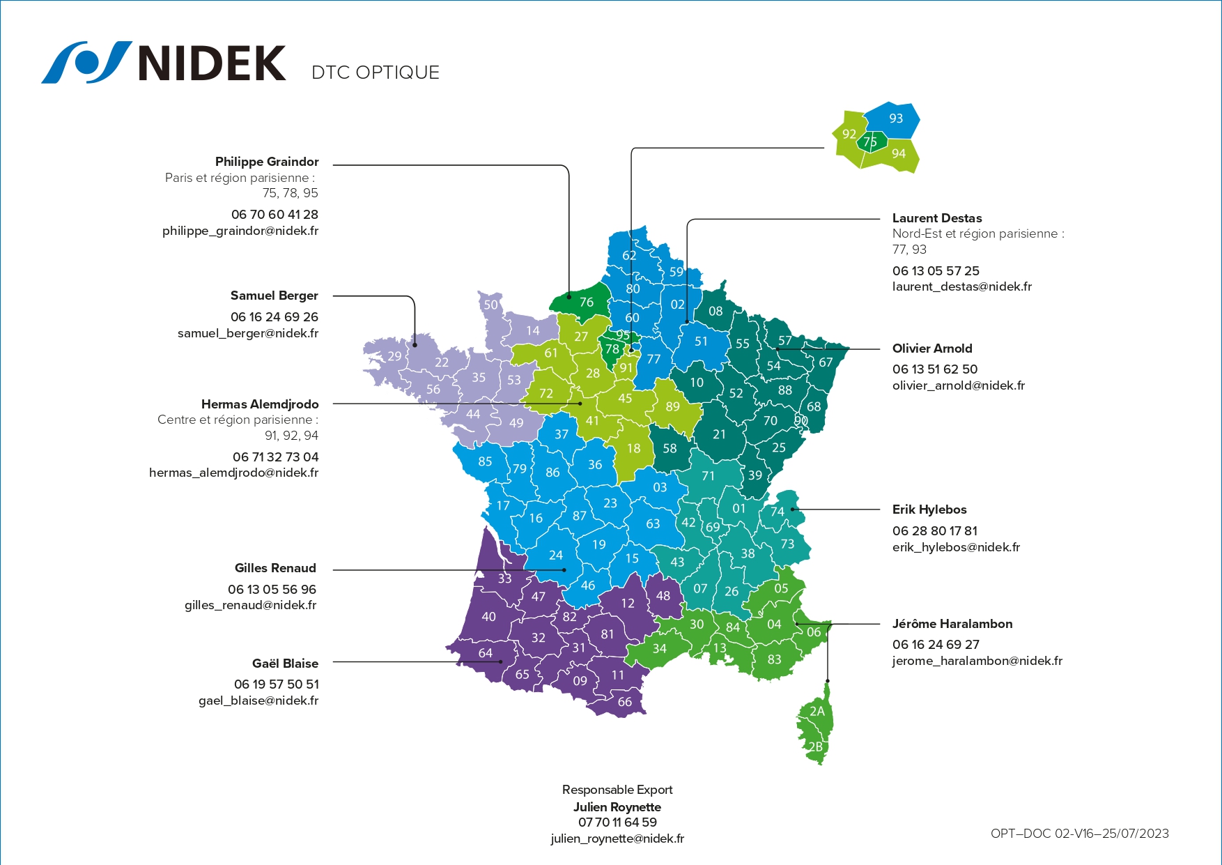 Carte de nos commerciaux optique - NIDEK France